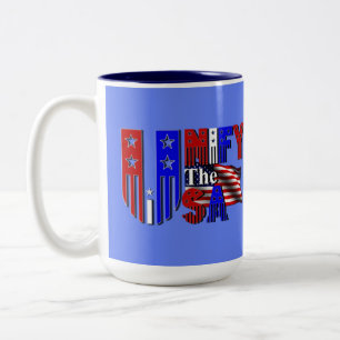Caneca De Café Em Dois Tons Unifique o logotipo Patriótico dos EUA - Azul