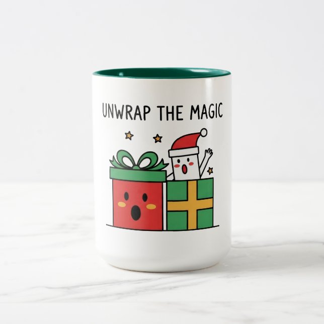 Caneca De Café Em Dois Tons Unwrap the Magic Christmas (Centro)