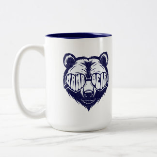 Caneca De Café Em Dois Tons Ursa Mãe Legal Usando Óculos de Sol Azul Marinho A