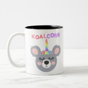 Caneca De Café Em Dois Tons ursinho de milho koala com arco-íris Legal Koala