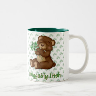 Caneca De Café Em Dois Tons Ursinho irlandês do trevo