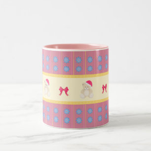 Caneca De Café Em Dois Tons Ursinho Rosa de Natal