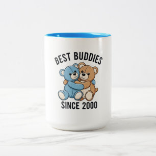 Caneca De Café Em Dois Tons Ursinhos de Pelúcia Melhores Amigos Desde 2000