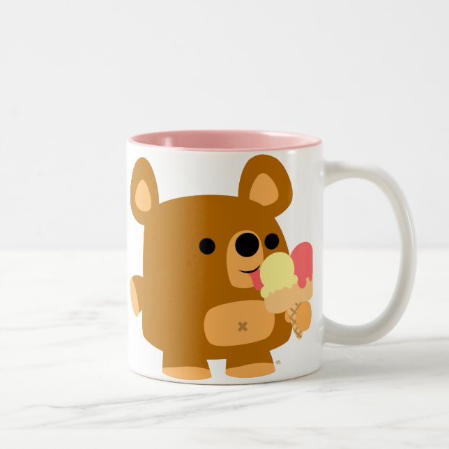 Caneca De Café Em Dois Tons Urso bonito dos desenhos animados com bolas:) (Direita)