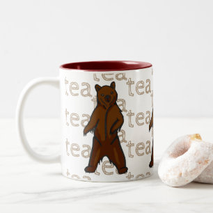 Caneca De Café Em Dois Tons Urso Castanho Grizzly Selvagem, Artista Chá
