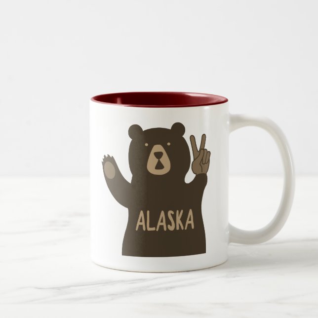 Caneca De Café Em Dois Tons Urso da Paz do Alasca (Direita)