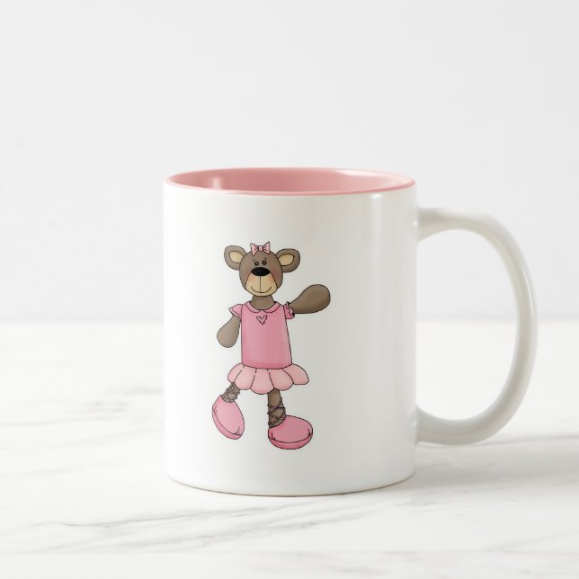 Caneca De Café Em Dois Tons Urso de Ballet com Tutu Rosa (Direita)