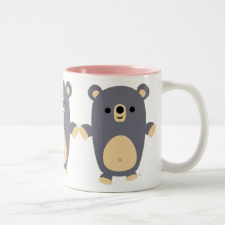 Caneca De Café Em Dois Tons Urso de Cartoon Azul Grande e Bonito