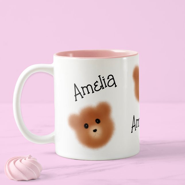 Caneca De Café Em Dois Tons Urso de Corte Personalizado (Add a dash of cuteness to your morning coffee🐻☕)