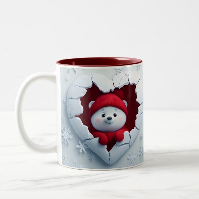 Caneca De Café Em Dois Tons Urso de Feriado Encantador (Esquerda)