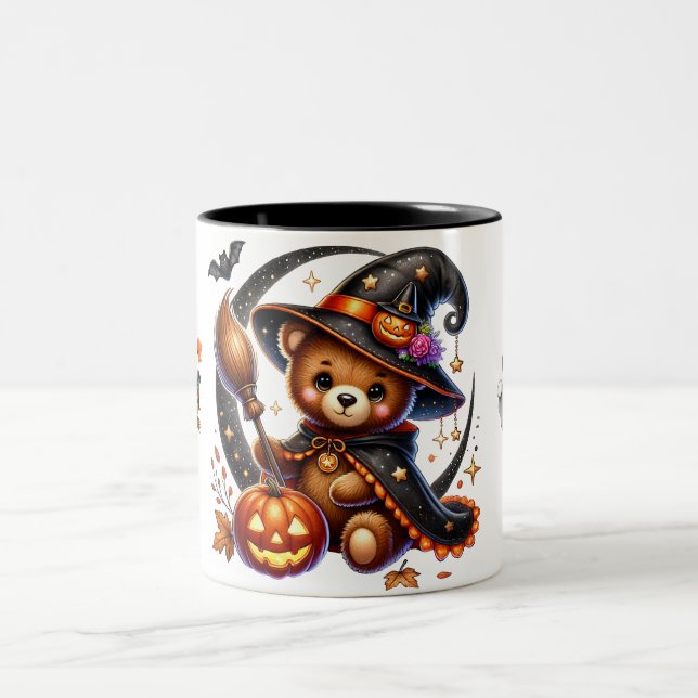 Caneca De Café Em Dois Tons Urso de Halloween Feiticeiro Feriado (Centro)