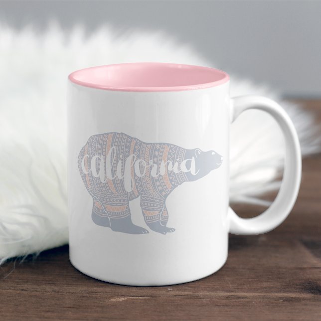 Caneca De Café Em Dois Tons Urso de inverno da Califórnia (Criador carregado)