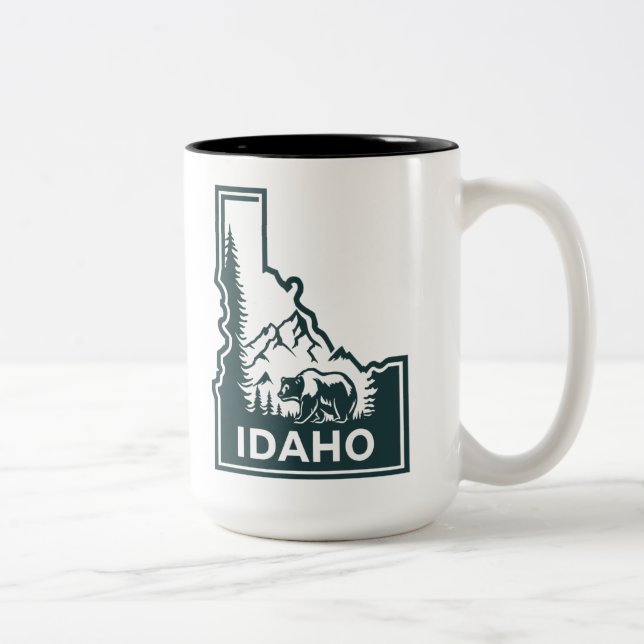Caneca De Café Em Dois Tons Urso de Mapa Idaho (Direita)