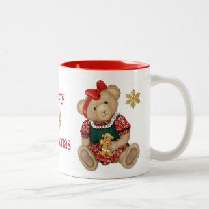 Caneca De Café Em Dois Tons Urso de Natal - Rapariga