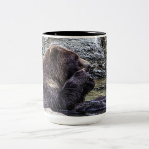 Caneca De Café Em Dois Tons Urso de urso bonito de Brown