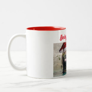 Caneca De Café Em Dois Tons Urso de urso Papai Noel