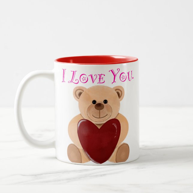 Caneca De Café Em Dois Tons Urso do Amor. (Esquerda)