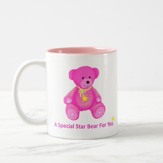 Caneca De Café Em Dois Tons Urso Estelar Rosa (Esquerda)