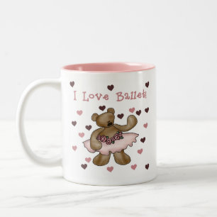 Caneca De Café Em Dois Tons Urso eu amo o balé