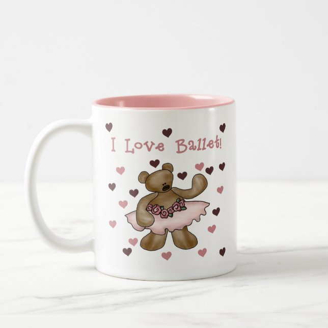 Caneca De Café Em Dois Tons Urso eu amo o balé (Esquerda)