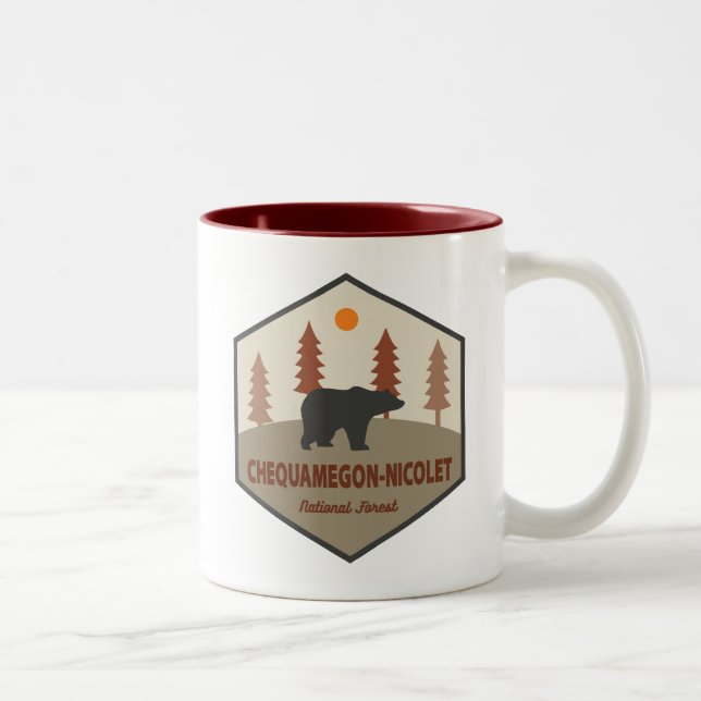 Caneca De Café Em Dois Tons Urso Florestal Nacional Chequamegon-Nicolet (Direita)