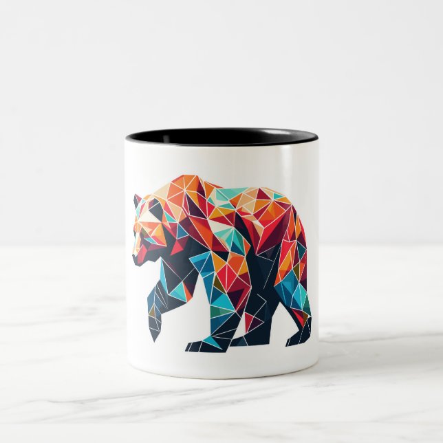 Caneca De Café Em Dois Tons Urso Geométrico (Centro)
