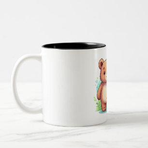 Caneca De Café Em Dois Tons Urso Grande e Pequeno de mãos dadas – Crianças Fof