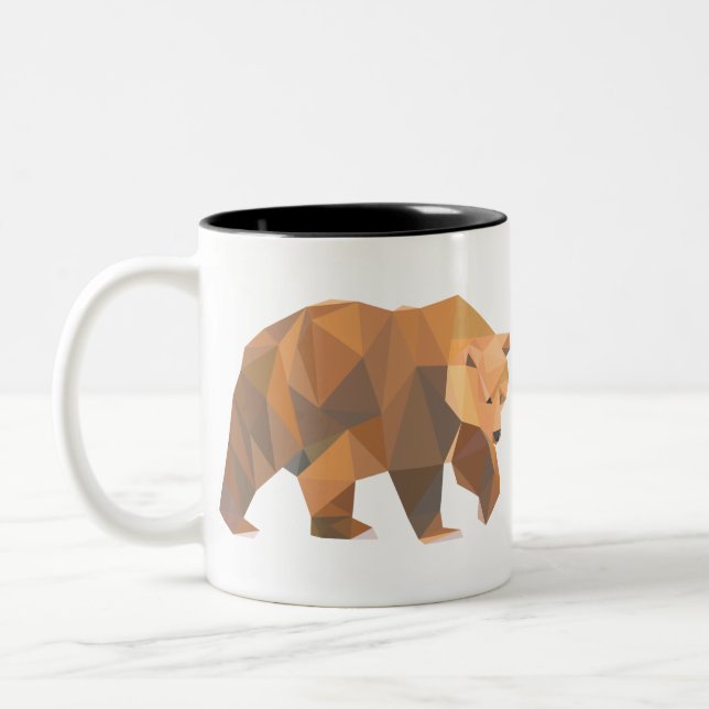 Caneca De Café Em Dois Tons Urso Grizzly Geométrico (Esquerda)