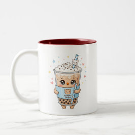 Caneca De Café Em Dois Tons Urso Kawaii Fofinho Chá Bubble "Yummy Boba" Duas-T