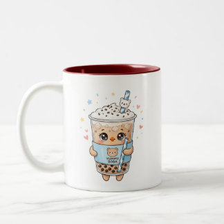 Caneca De Café Em Dois Tons Urso Kawaii Fofinho Chá Bubble "Yummy Boba" Duas-T