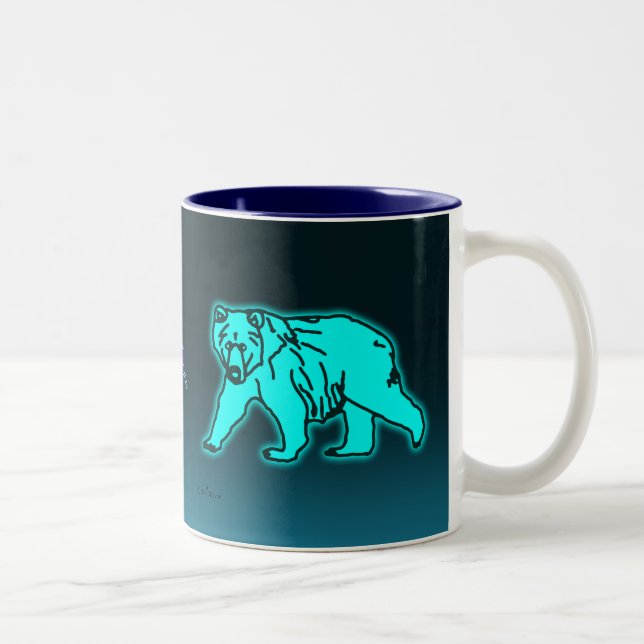 Caneca De Café Em Dois Tons Urso Kodiak Azul (Direita)