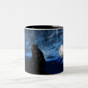 Caneca De Café Em Dois Tons Urso negro à lua