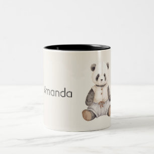 Caneca De Café Em Dois Tons Urso Panda Fofo