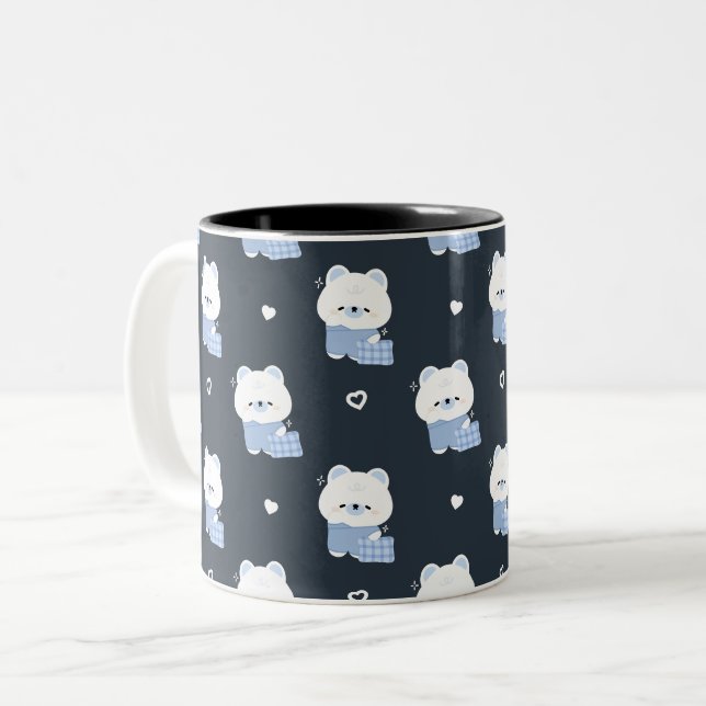 Caneca De Café Em Dois Tons Urso Polar Bonito Sonolento (Frente Esquerda)