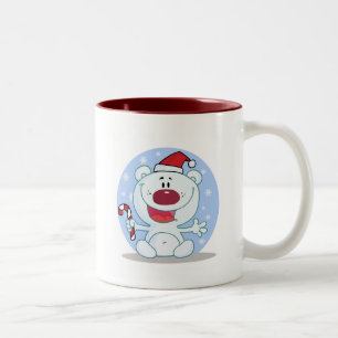 Caneca De Café Em Dois Tons Urso Polar Com Camisetas De Feriado De Canas De Ca