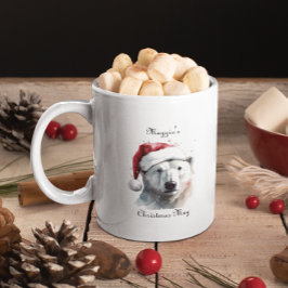 Caneca De Café Em Dois Tons Urso Polar de Natal, personalizável