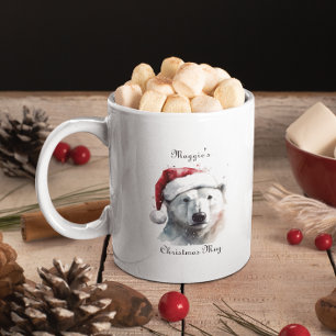 Caneca De Café Em Dois Tons Urso Polar de Natal, personalizável