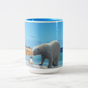 Caneca De Café Em Dois Tons Urso Polar Na Praia,