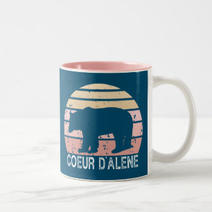 Caneca De Café Em Dois Tons Urso Retro Coeur d'Alene Idaho