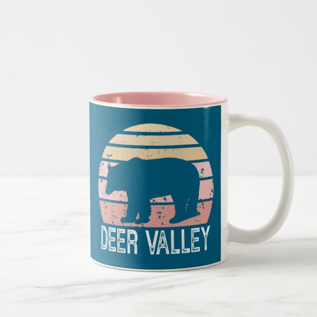 Caneca De Café Em Dois Tons Urso Retro De Deer Valley Utah (Direita)