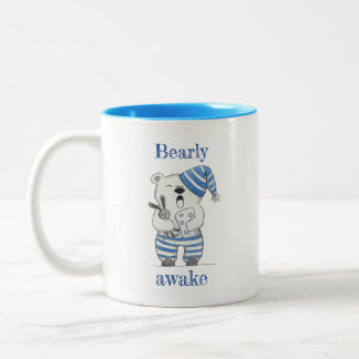 Caneca De Café Em Dois Tons Urso sonolento //Bearly do bebê acordado