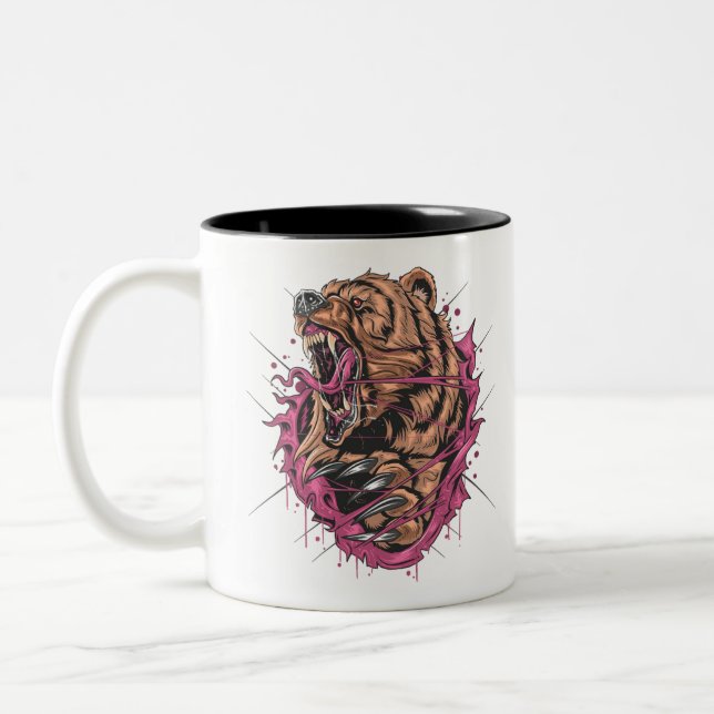Caneca De Café Em Dois Tons Urso Zangado Monstro (Esquerda)