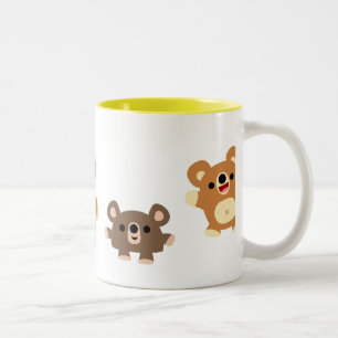 Caneca De Café Em Dois Tons Ursos de desenho animado em forma de grão 4 caneca