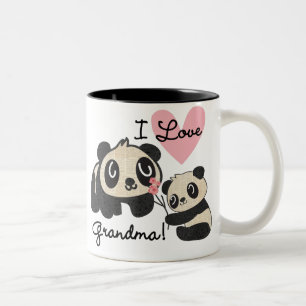 Caneca De Café Em Dois Tons Ursos de panda eu amo a avó