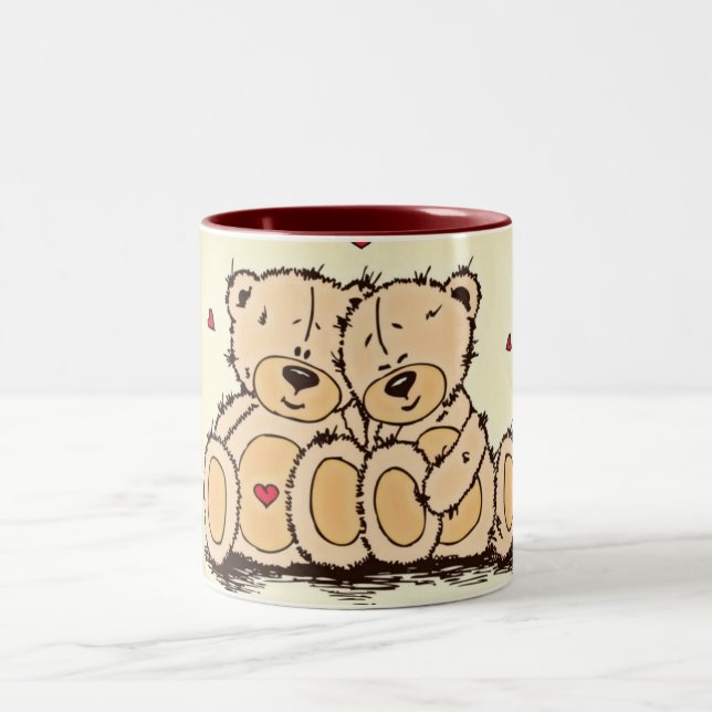 Caneca De Café Em Dois Tons Ursos de ursinho bonitos (Centro)