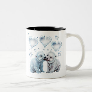 Caneca De Café Em Dois Tons Ursos Polares Cuxos