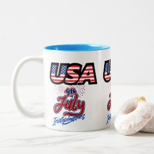 Caneca De Café Em Dois Tons "USA Independence Day Cerâmica Mug"