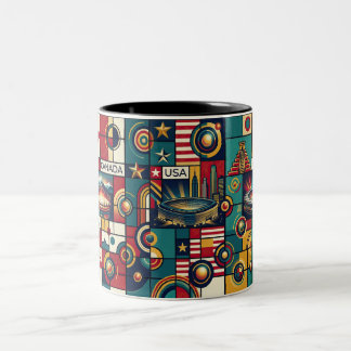 Caneca De Café Em Dois Tons USA Mexico Canada Klimt Style Fine Art Wall Art  