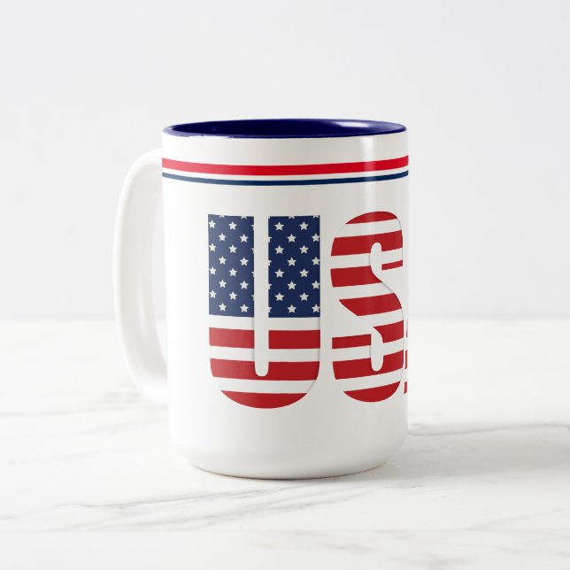 Caneca De Café Em Dois Tons USA Mug (Frente Esquerda)