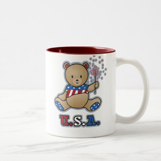 Caneca De Café Em Dois Tons USA Teddy Bear Mugs (Direita)